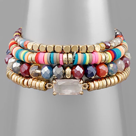 Square Bead & Multi Bead Bracelet - Picture 2 of 2